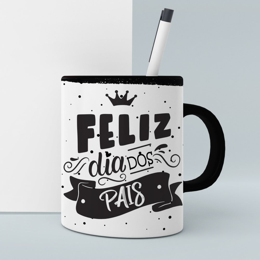 Father's Day Mug Sublimation PNG Bundle | Minimalist Black and White Portuguese Dad Quotes Coffee Cup Wrap