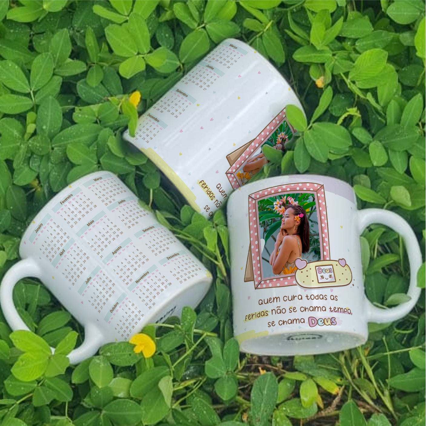 Custom 2026 Calendar Photo Mug Sublimation PNG Bundle | Personalized Picture Frame Coffee Cup Wrap