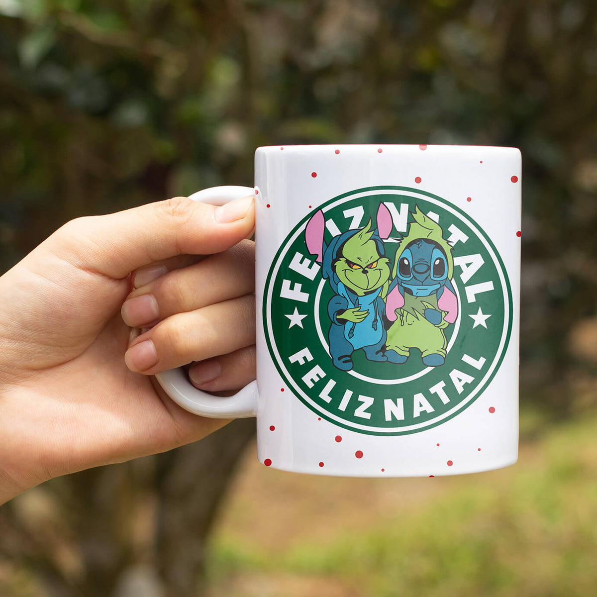 Christmas Coffee Logo Mug Sublimation Design | Cute Blue Alien Holiday Mug Wrap PNG