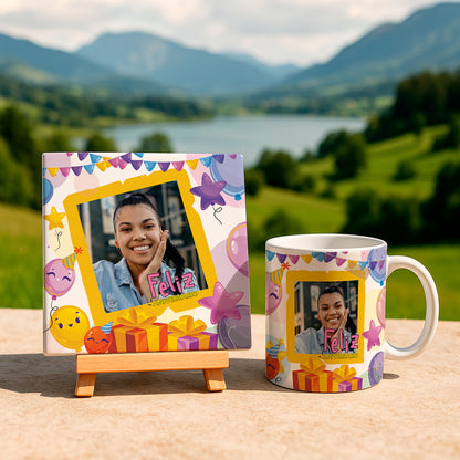 Birthday Photo Mug & Tile Sublimation Designs | Personalized Anniversary Gift