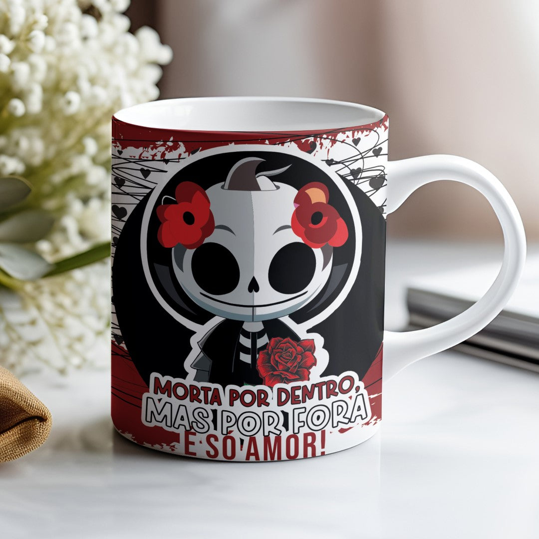 Valentine’s Day Love Skull Mug Sublimation | Romantic Skull Design