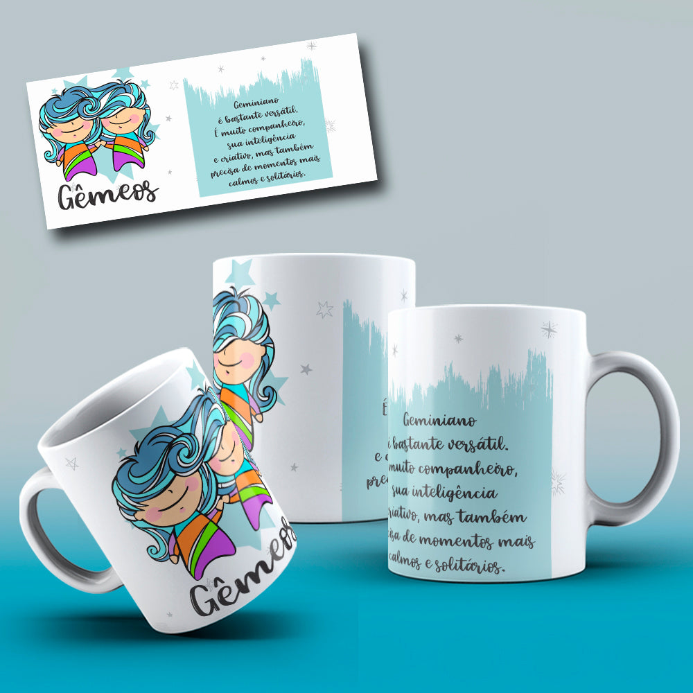 Cute Zodiac Mug Sublimation PNG Bundle | Astrology Signs Coffee Cup Wrap