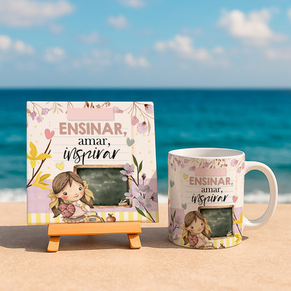 Teacher Appreciation Sublimation PNG Bundle | Portuguese Teacher Mug Wrap and Ceramic Tile Design