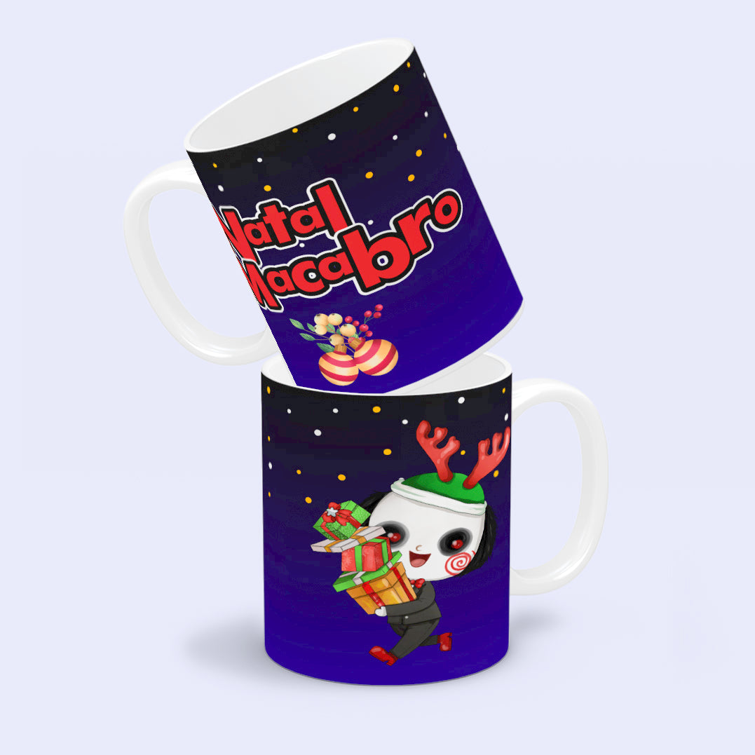 Cute Horror Christmas Mug Sublimation PNG Bundle | Chibi Horror Villains Natal Macabro Coffee Cup Design