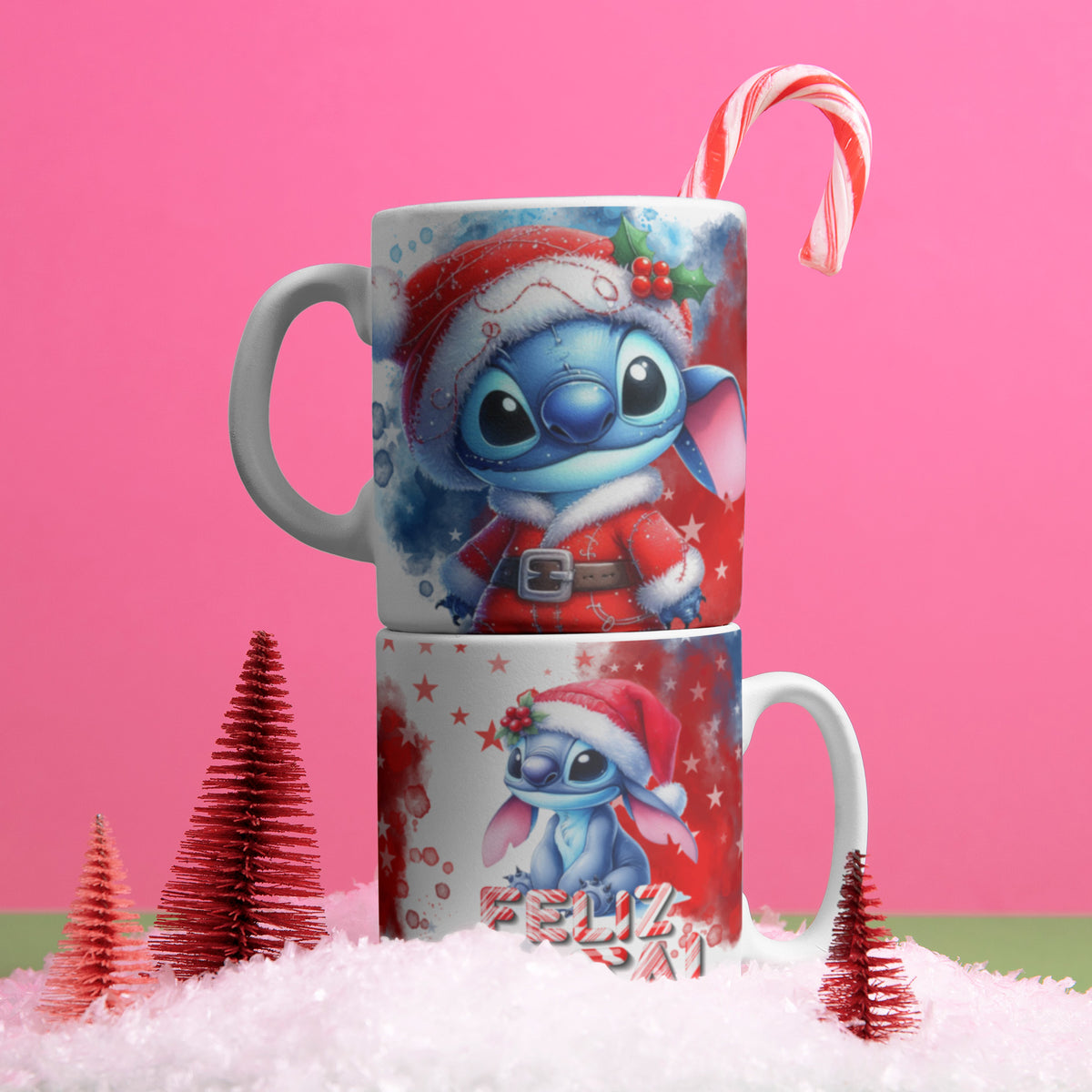 Christmas Alien Mug Sublimation Bundle | Cute Blue Character Holiday Mug Wrap PNG