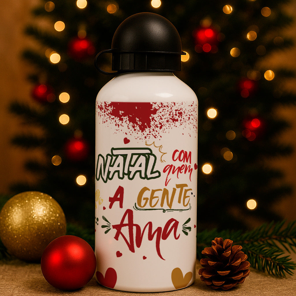 Christmas Squeeze Bottle Sublimation Design | Gold & Red Xmas Bottle Sublimation Wrap