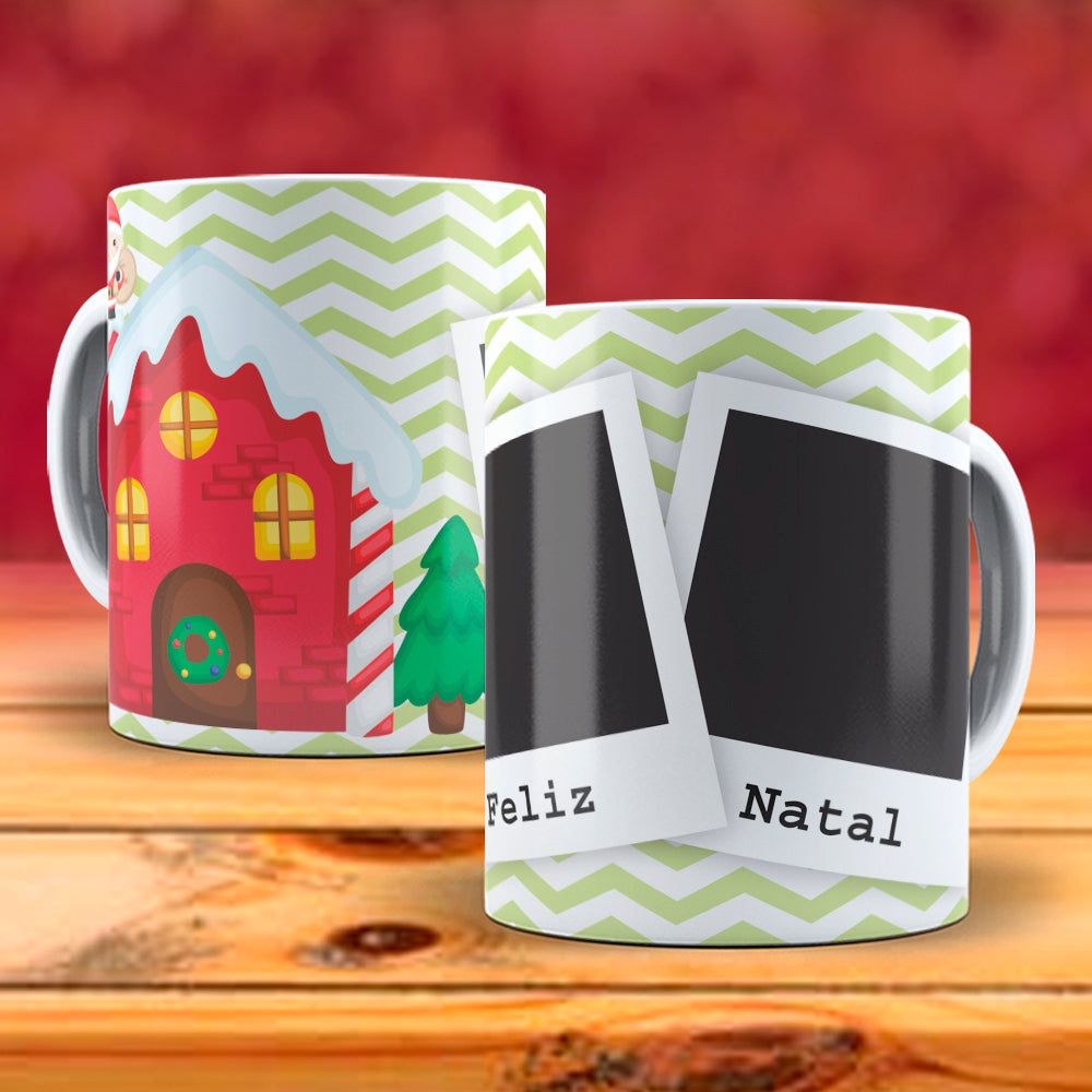 Christmas Photo Mug Sublimation PNG Bundle | Add Your Own Photo Frame Mug Wrap PNG