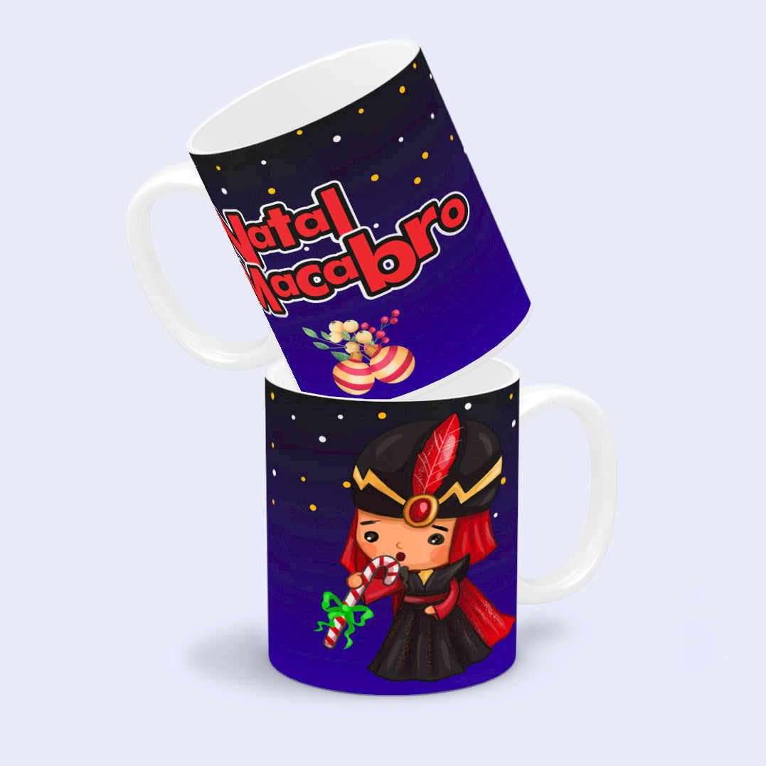 Cute Horror Christmas Mug Sublimation PNG Bundle | Chibi Horror Villains Natal Macabro Coffee Cup Design