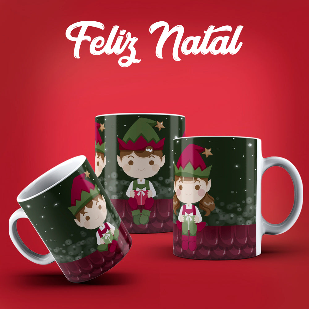 Cute Christmas Mug Sublimation PNG Bundle | Festive Santa Cats Reindeer Elves Coffee Cup Wrap PNG