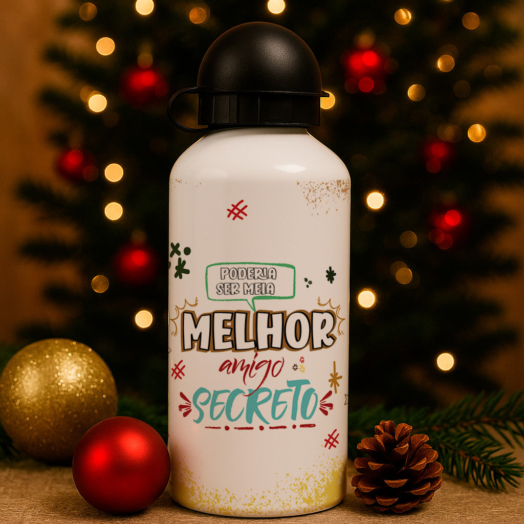 Christmas Squeeze Bottle Sublimation Design | Gold & Red Xmas Bottle Sublimation Wrap
