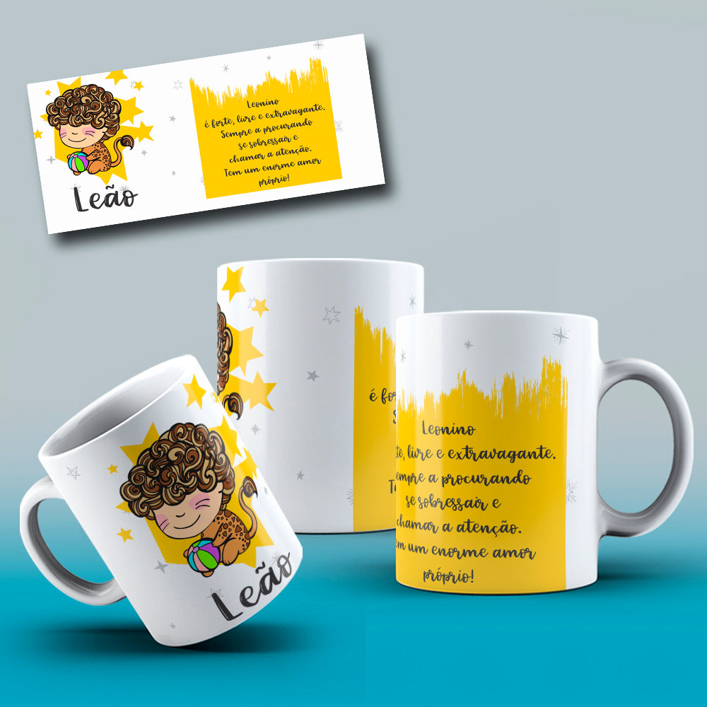 Cute Zodiac Mug Sublimation PNG Bundle | Astrology Signs Coffee Cup Wrap