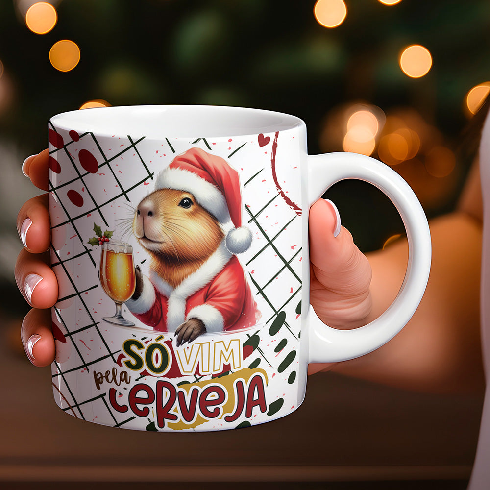Christmas Capybara Mug Sublimation Design PNG | Funny Cute Capybara Xmas Coffee Cup Wrap