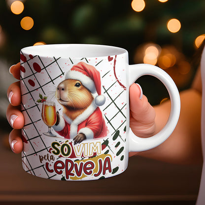 Christmas Capybara Mug Sublimation Design PNG | Funny Cute Capybara Xmas Coffee Cup Wrap