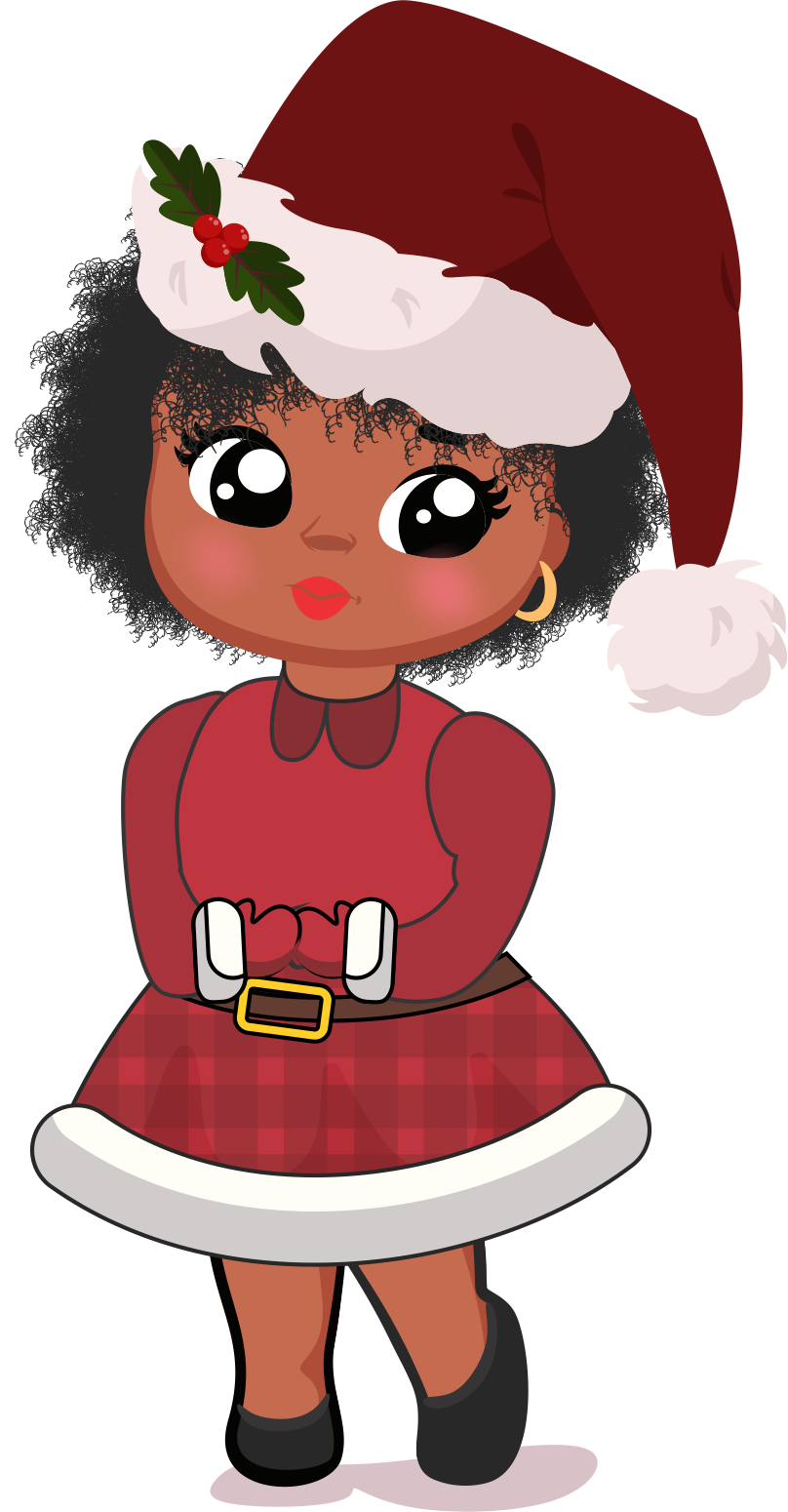 Cute Christmas Girl PNG Bundle | Chibi Santa Girl Clipart