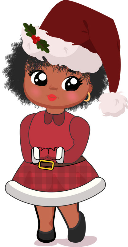 Cute Christmas Girl PNG Bundle | Chibi Santa Girl Clipart