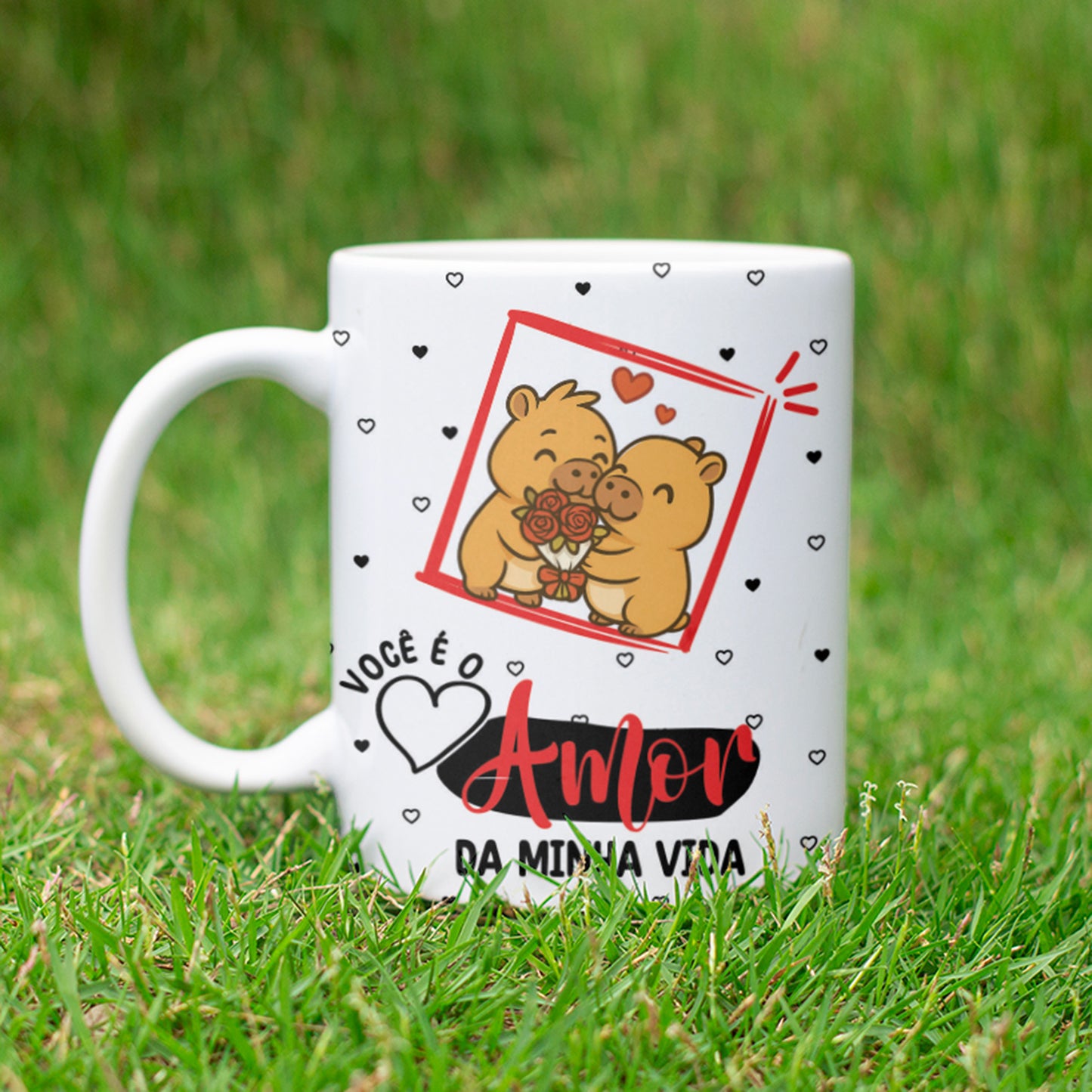 Capybara Valentine Couple Mug PNG | Cute Love Cartoon Design for Sublimation | Editable Designs