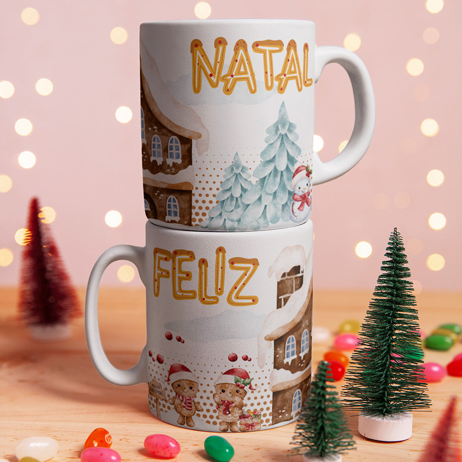 Gingerbread Christmas Mug Sublimation Bundle | Cute Cookie Holiday Mug Wrap PNG