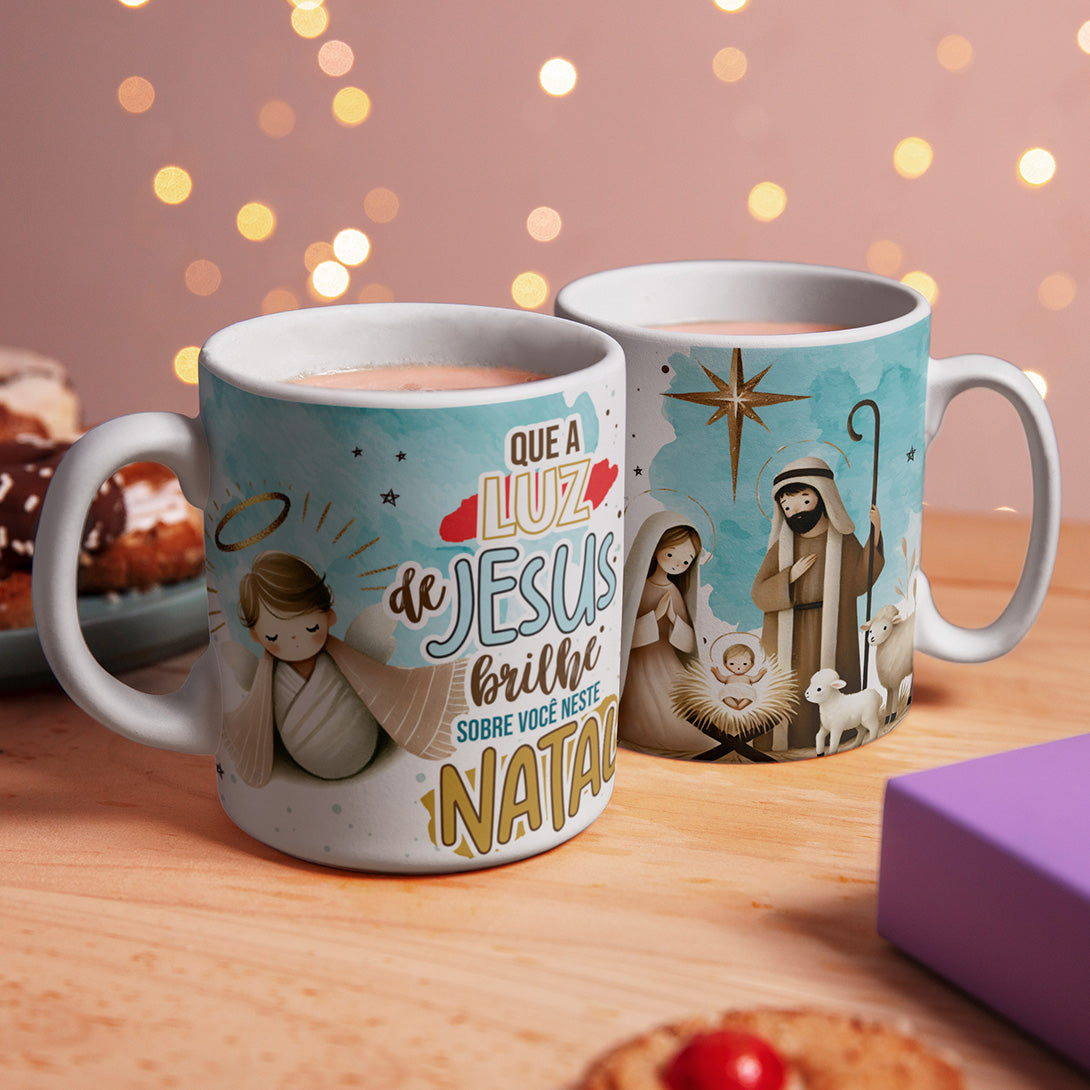 Christian Christmas Mug Sublimation Bundle | Nativity Scene Mug Wrap PNG | Jesus Is Born Holiday Coffee Cup Design