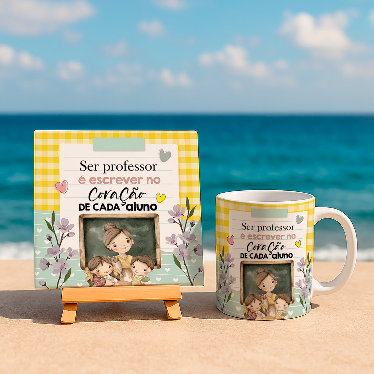 Teacher Appreciation Sublimation PNG Bundle | Portuguese Teacher Mug Wrap and Ceramic Tile Design