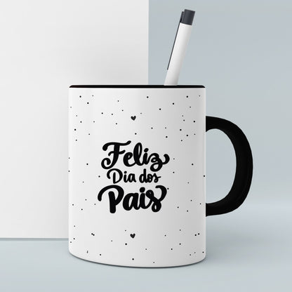 Father's Day Mug Sublimation PNG Bundle | Minimalist Black and White Portuguese Dad Quotes Coffee Cup Wrap
