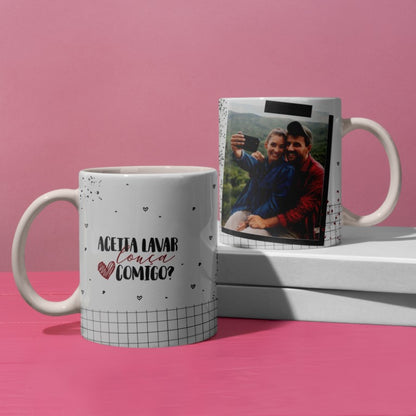 Minimalist Valentine’s Day Photo Mug Sublimation | Editable Couple Design