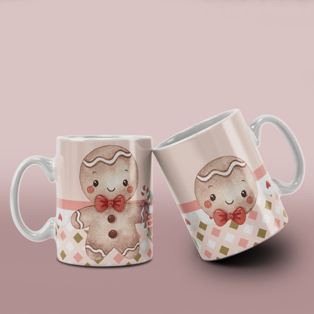 Watercolor Christmas Mug Sublimation PNG Bundle | Cute Pink Santa Mrs Claus Snowman Mug Wrap