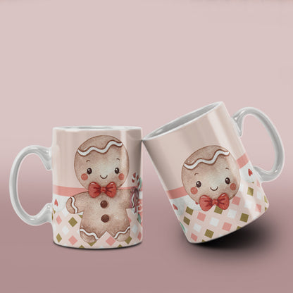 Watercolor Christmas Mug Sublimation PNG Bundle | Cute Pink Santa Mrs Claus Snowman Mug Wrap