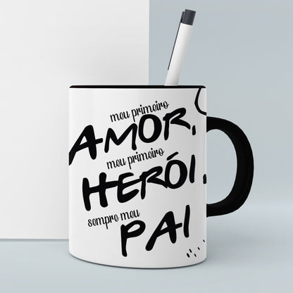 Father's Day Mug Sublimation PNG Bundle | Minimalist Black and White Portuguese Dad Quotes Coffee Cup Wrap