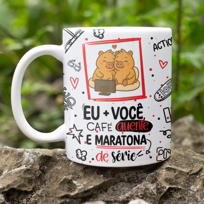 Capybara Valentine Couple Mug PNG | Cute Love Cartoon Design for Sublimation | Editable Designs
