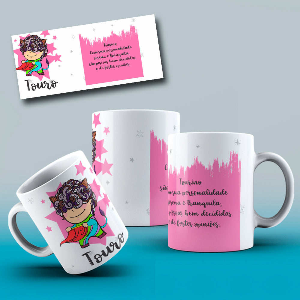 Cute Zodiac Mug Sublimation PNG Bundle | Astrology Signs Coffee Cup Wrap