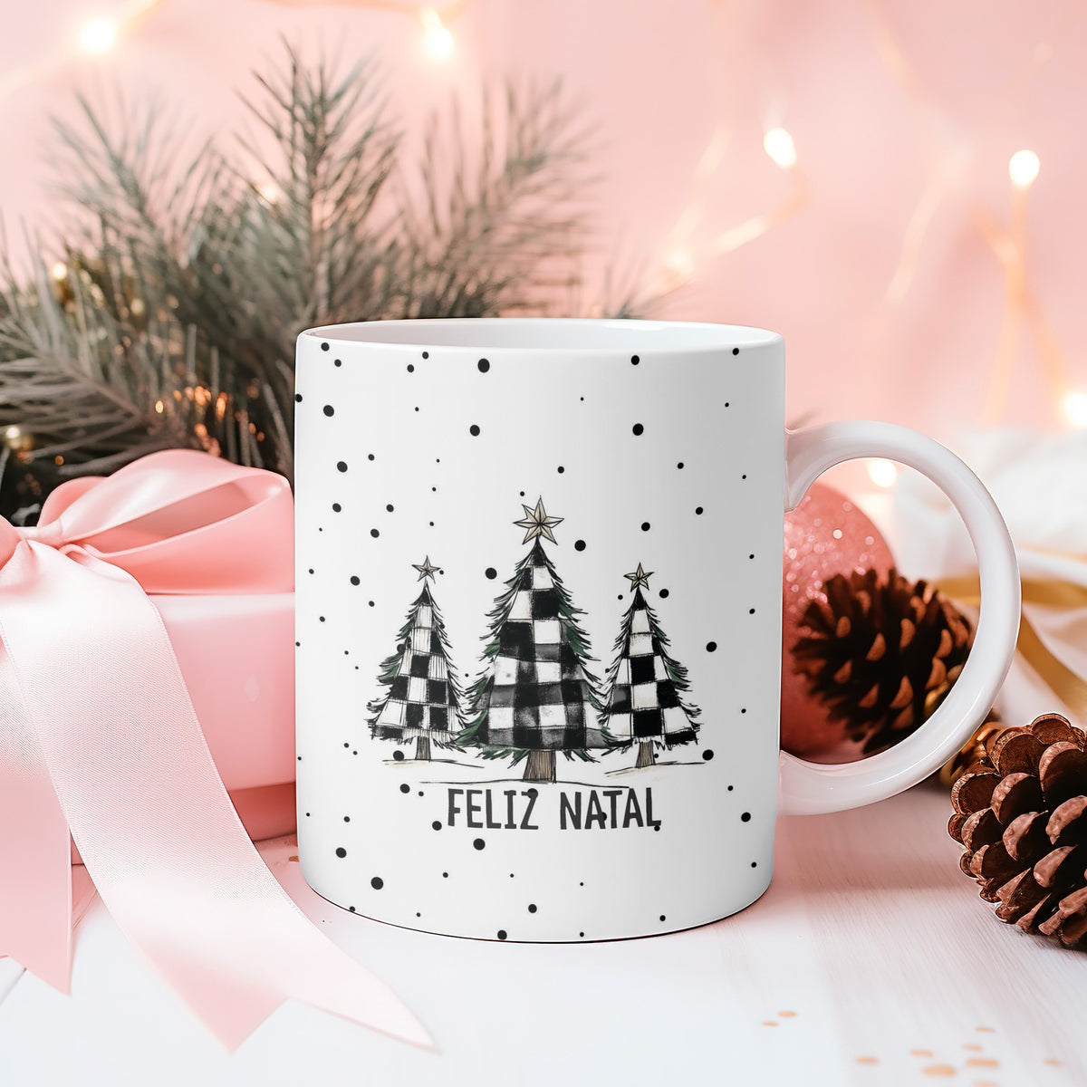 Rustic Christmas Mug Sublimation Bundle | Buffalo Plaid Holiday Mug Wrap Designs