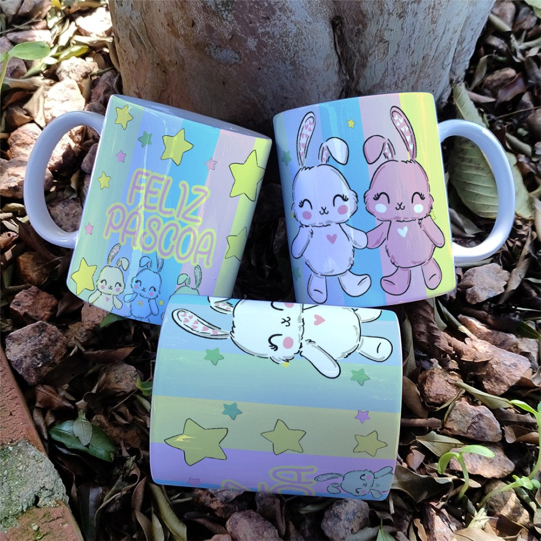 Cute Caring Easter Bunnies Mug Sublimation Bundle | Adorable Bunny Designs