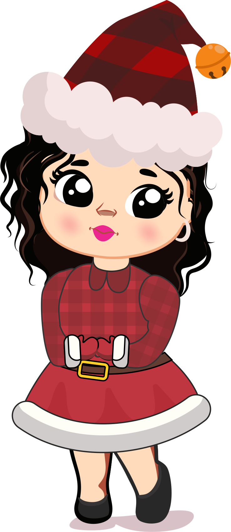 Cute Christmas Girl PNG Bundle | Chibi Santa Girl Clipart