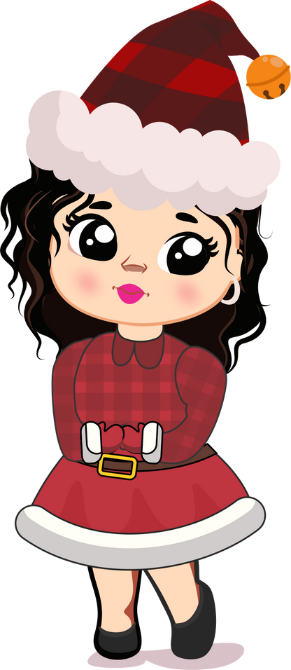 Cute Christmas Girl PNG Bundle | Chibi Santa Girl Clipart