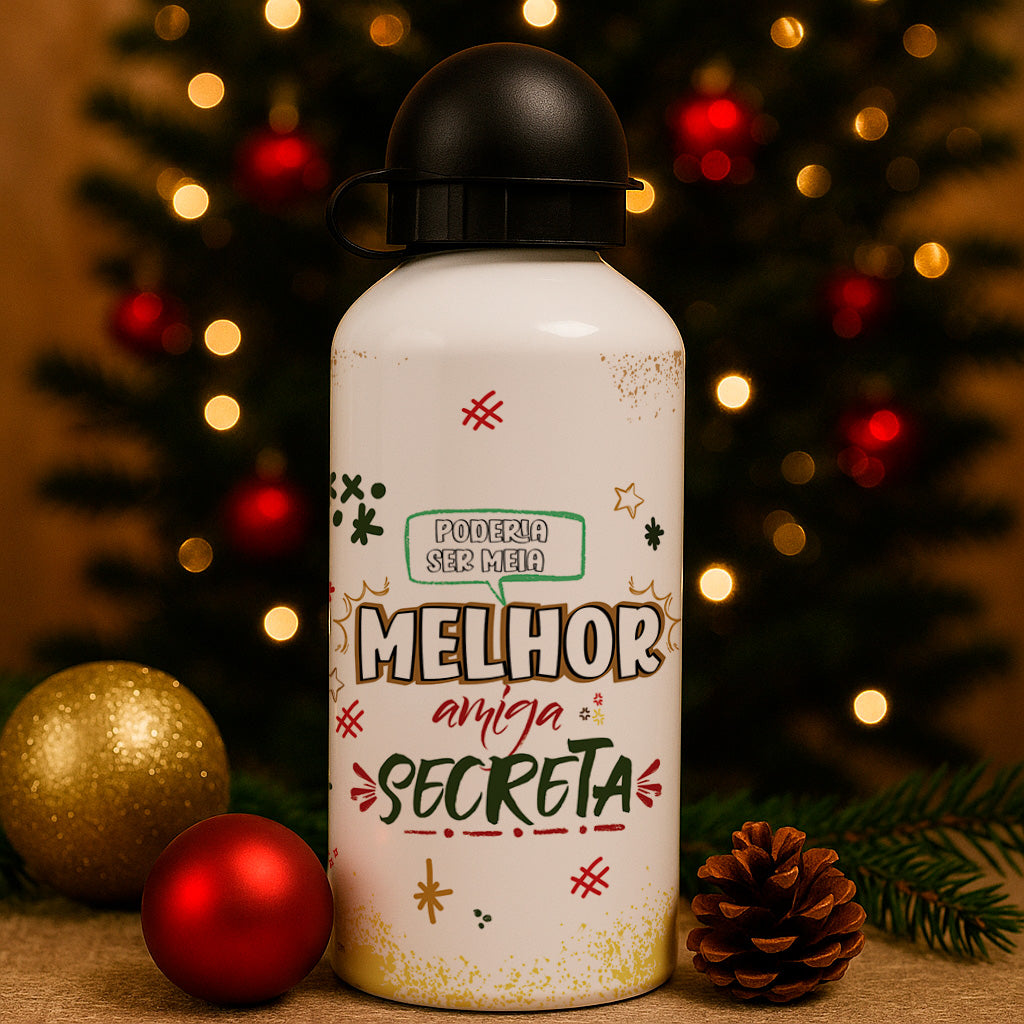 Christmas Squeeze Bottle Sublimation Design | Gold & Red Xmas Bottle Sublimation Wrap