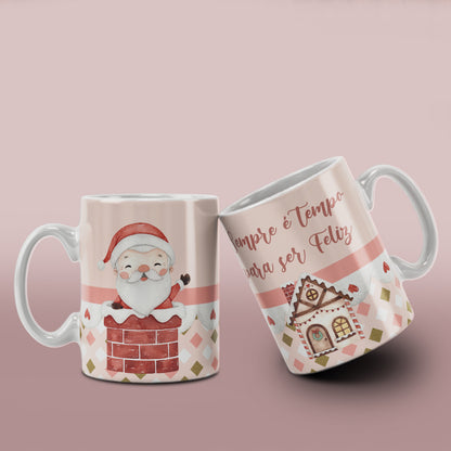 Watercolor Christmas Mug Sublimation PNG Bundle | Cute Pink Santa Mrs Claus Snowman Mug Wrap
