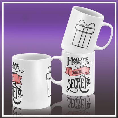 Secret Santa Portuguese Mug Sublimation PNG Bundle | Cute Amigo Secreto Coffee Cup Design Template