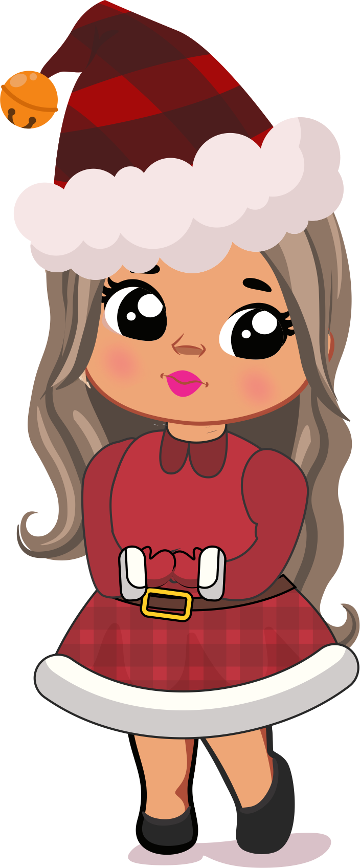 Cute Christmas Girl PNG Bundle | Chibi Santa Girl Clipart