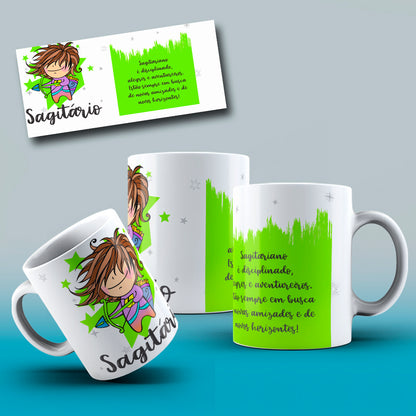 Cute Zodiac Mug Sublimation PNG Bundle | Astrology Signs Coffee Cup Wrap