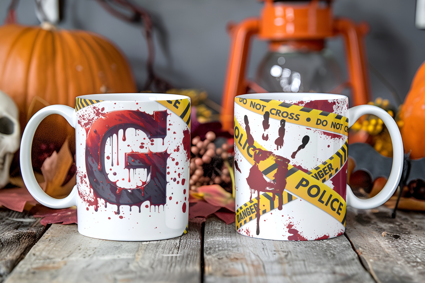 Bloody Alphabet Mug Wrap PNG Bundle | Halloween Crime Scene Monogram Mug Sublimation Designs A-Z