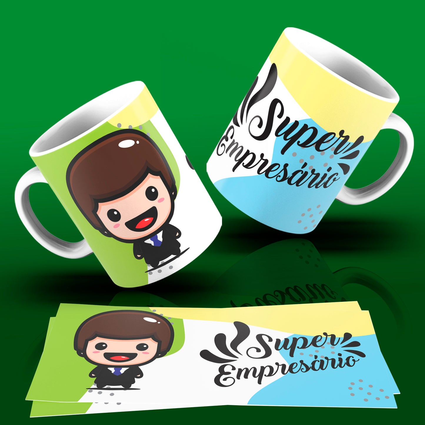 Cute Super Professions Mug Sublimation PNG Bundle | Chibi Superhero Career Coffee Cup Wrap