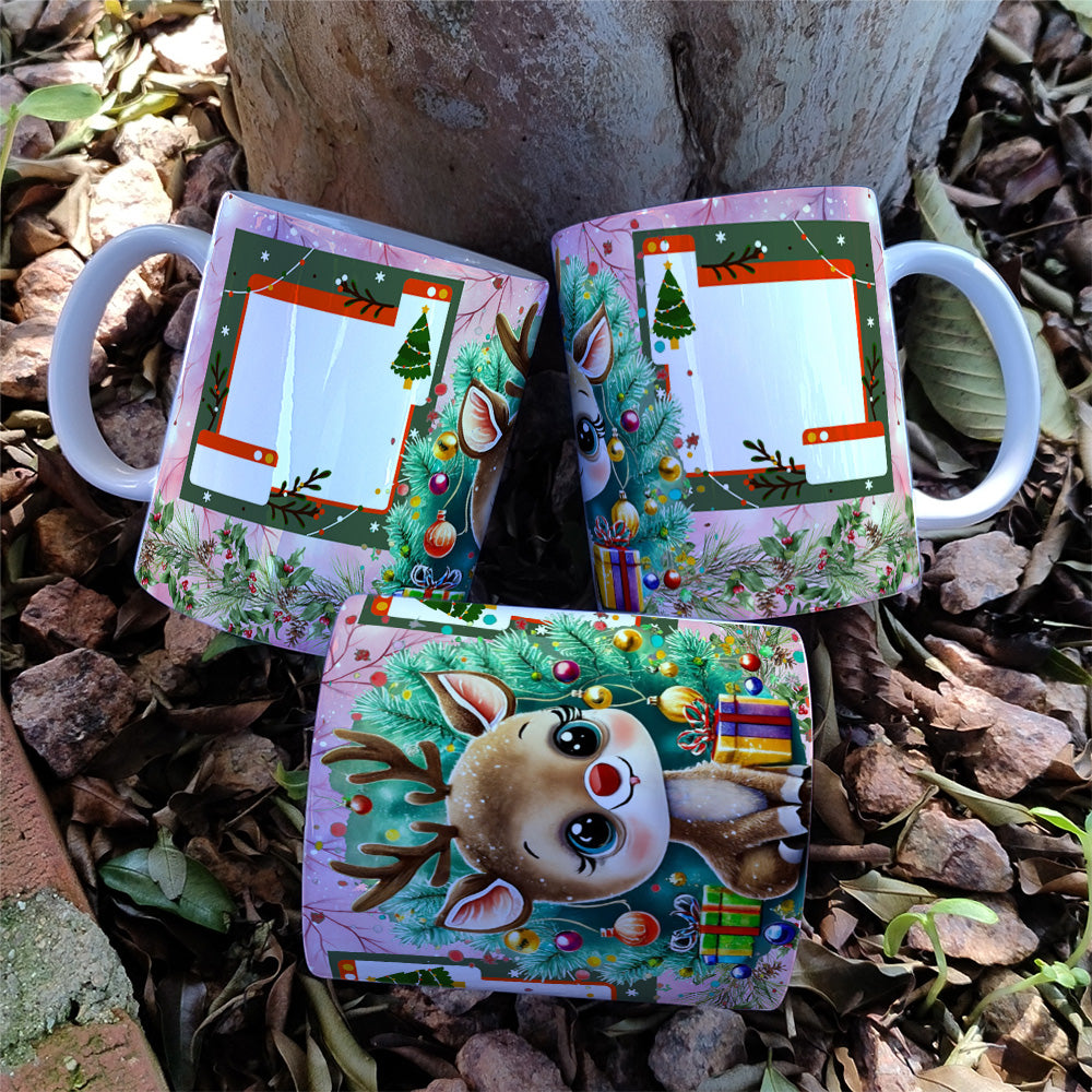 Christmas Photo Mug Sublimation Designs PNG | Personalized Holiday Coffee Cup Wrap Bundle