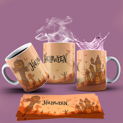 Cute Halloween Mug Sublimation PNG Bundle | Spooky Ghost & Witch Mug Wrap 11oz 15oz Template