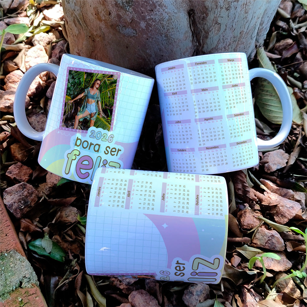 Custom 2026 Calendar Photo Mug Sublimation PNG Bundle | Personalized Picture Frame Coffee Cup Wrap