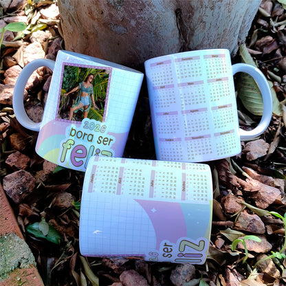 Custom 2026 Calendar Photo Mug Sublimation PNG Bundle | Personalized Picture Frame Coffee Cup Wrap