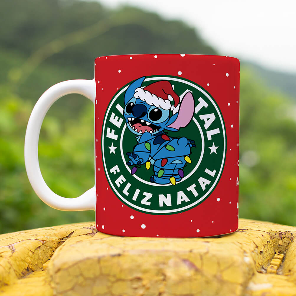 Christmas Coffee Logo Mug Sublimation Design | Cute Blue Alien Holiday Mug Wrap PNG