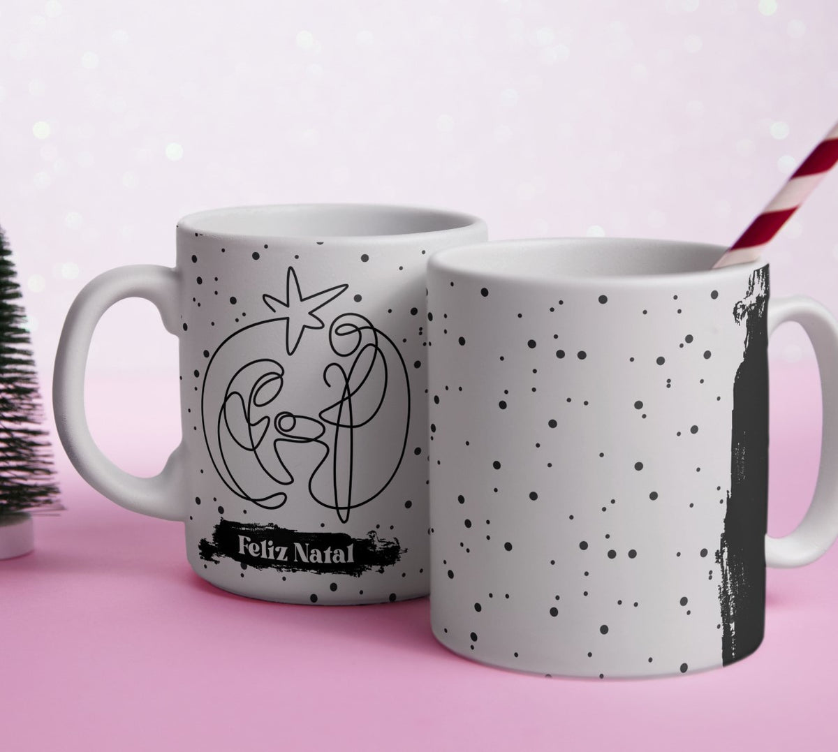 Minimalist Christmas Mug Wrap PNG | Feliz Natal Coffee Mug Sublimation Design | Modern Nativity Mug Design | Christmas Mug Wrap for Sublimation