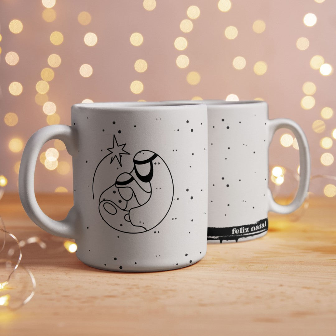 Minimalist Christmas Mug Wrap PNG | Feliz Natal Coffee Mug Sublimation Design | Modern Nativity Mug Design | Christmas Mug Wrap for Sublimation