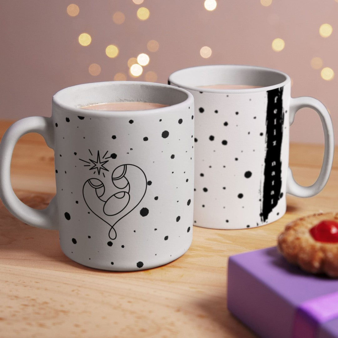 Minimalist Christmas Mug Wrap PNG | Feliz Natal Coffee Mug Sublimation Design | Modern Nativity Mug Design | Christmas Mug Wrap for Sublimation