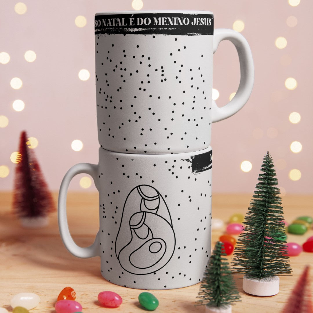 Minimalist Christmas Mug Wrap PNG | Feliz Natal Coffee Mug Sublimation Design | Modern Nativity Mug Design | Christmas Mug Wrap for Sublimation